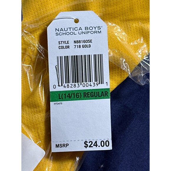 Nautica Boys Uniform Short Sleeve Performance Stretch Polo - Gold, NWT, Size L - Picture 3 of 3